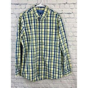 Y2K Chaps Mens LS Sustainable Easy Care Woven Shirt Blue/Yellow Plaid Sz Large